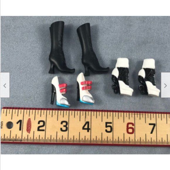 3 pair Shoes Monster High Doll Girl Black Boot Curve Heel Frankie Stein Operetta - Picture 5 of 10